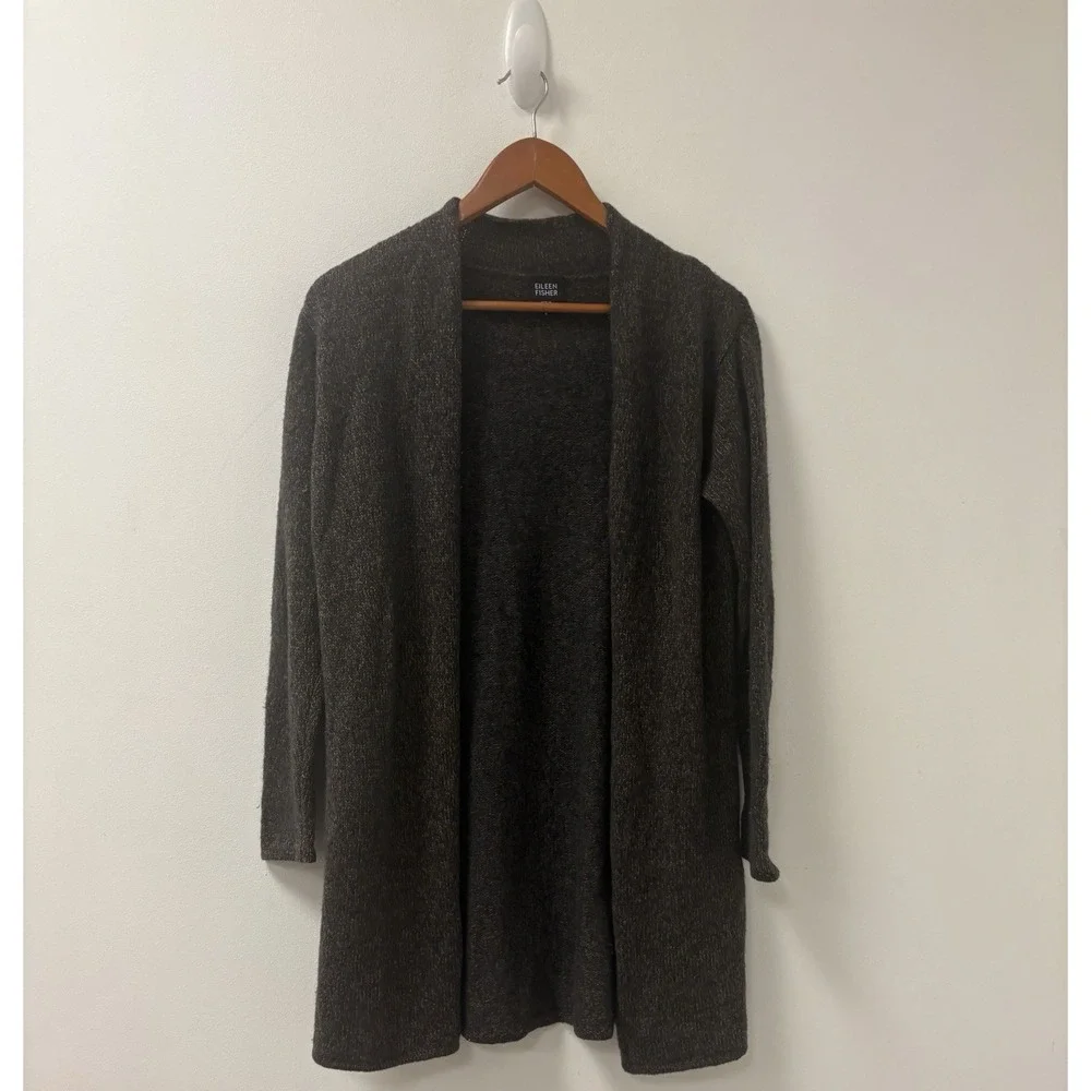 Eileen Fisher Cardigan Women's Sz Small Wool Open Front Brown
